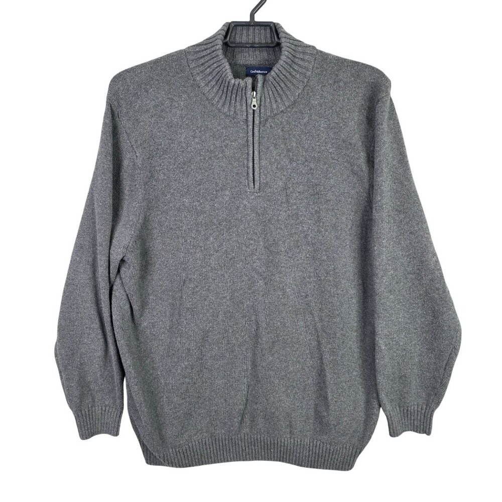 Mens Croft & Barrow Gray 1/4 Zip Pullover Knit Sweater Cotton Blend Size 3XB